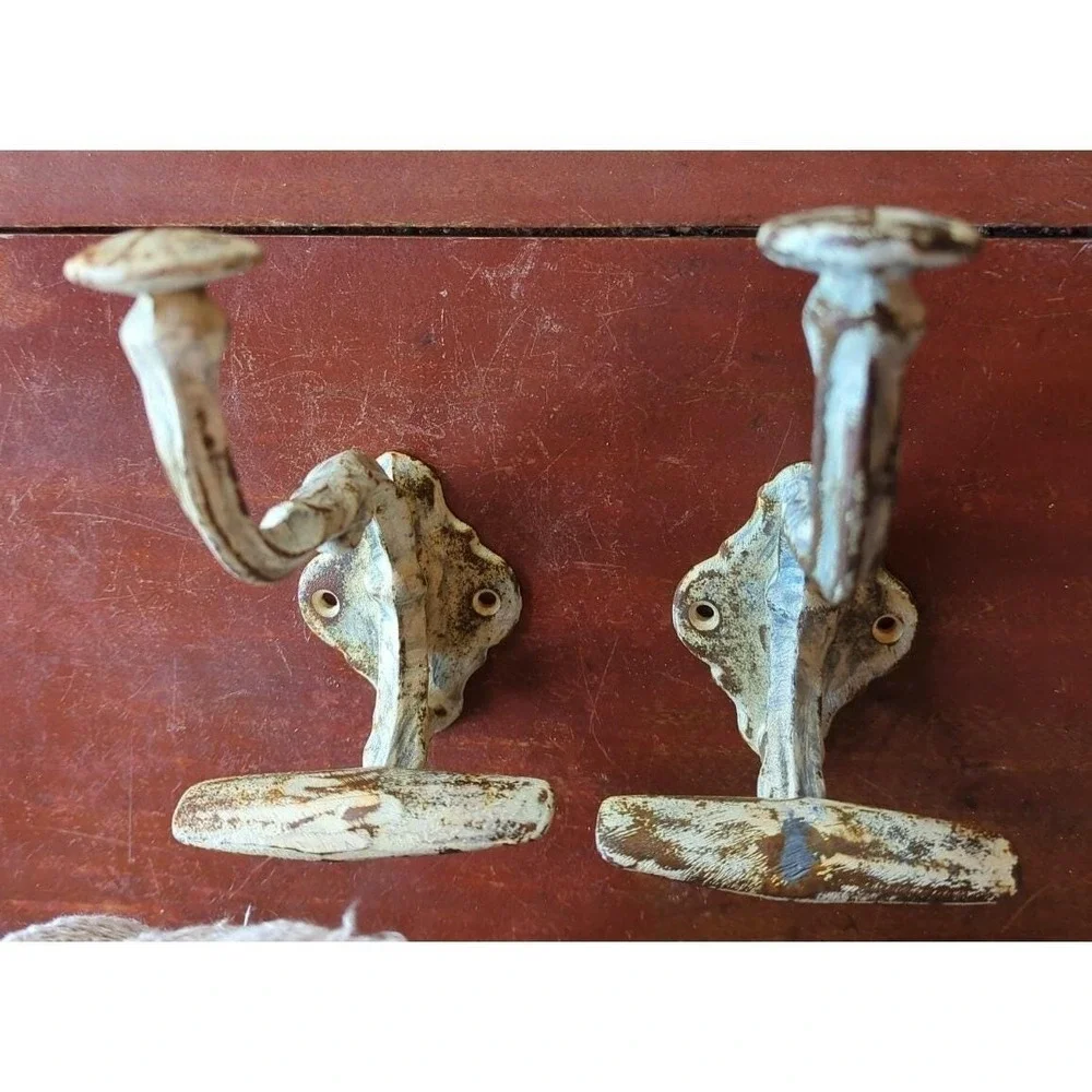 New Pair of‎ Beautiful Large Cast Iron Wall Hook Coats Towels Cap Holder 7.5